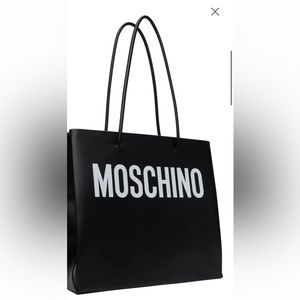 Moschino black leather shopping tote NWT